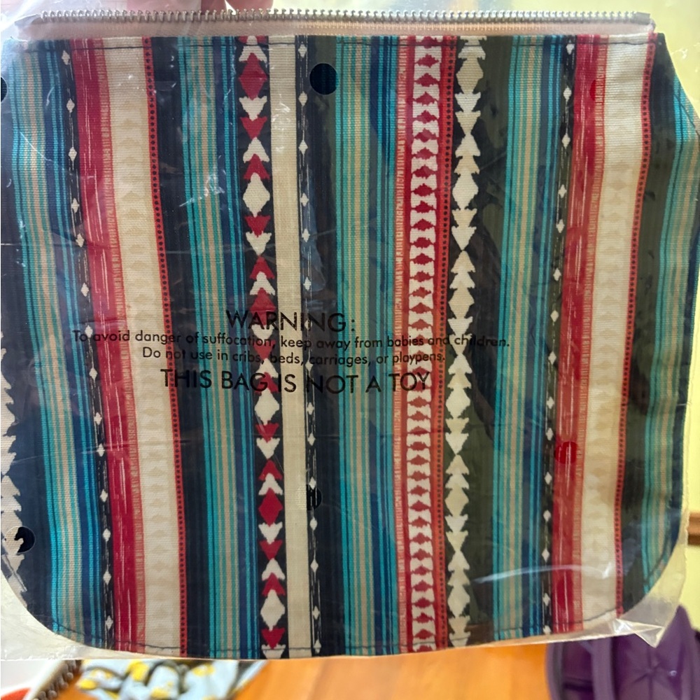 NIB Thirty-One Southwest Stripe Flap Studio Zipper
